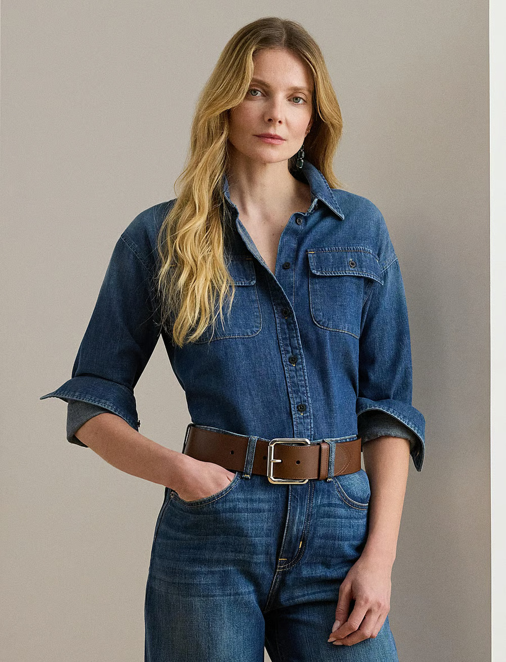 Lauren Ralph Lauren Denim Shirt Blue Size XL 1603